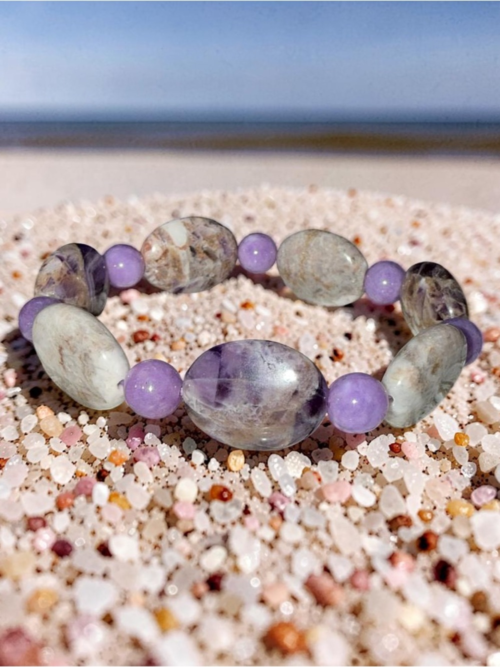 15mm Stunning!! Amethyst with purple Quartz Bracelet💜